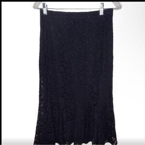 J. Crew Black Lace Midi Skirt Size 4 Tall